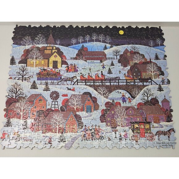 Ceaco Jane Wooster Scott Jingle Bells and Carolers Corkboard Puzzle 500 pc - Picture 3 of 5